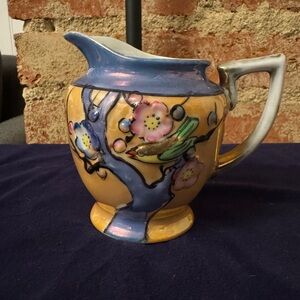Beautiful Vintage Takito Lusterware Creamer Cherry Blossom Bird Japan